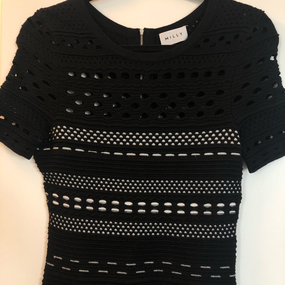 MILLY Knit Pointelle Bodycon Dress - Picture 5 of 5